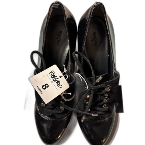 Mossimo Juniors Shiny Black lace-ups Kadisha, NWT, 2009 Y2K Size 8 - Picture 1 of 8